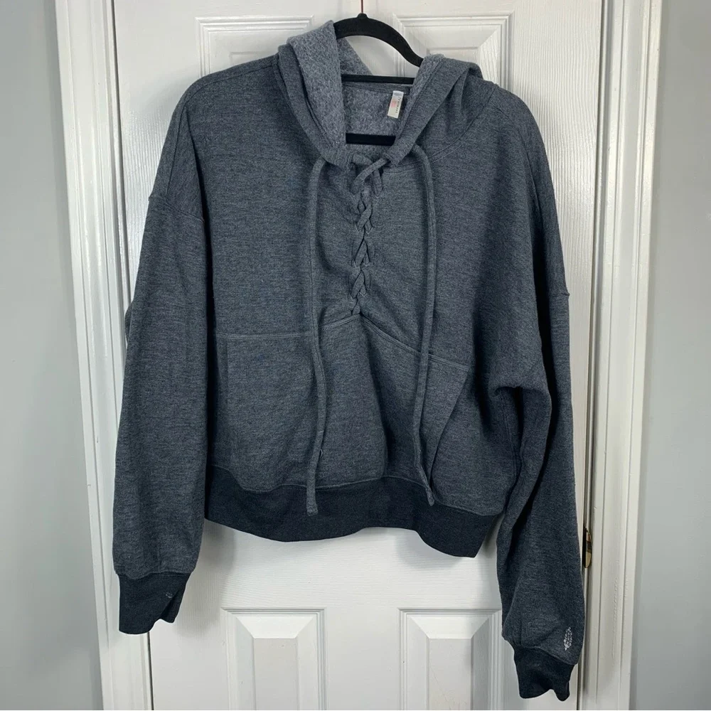 Free People Movement Believe It Lace up Hooded Pullover Size Medium